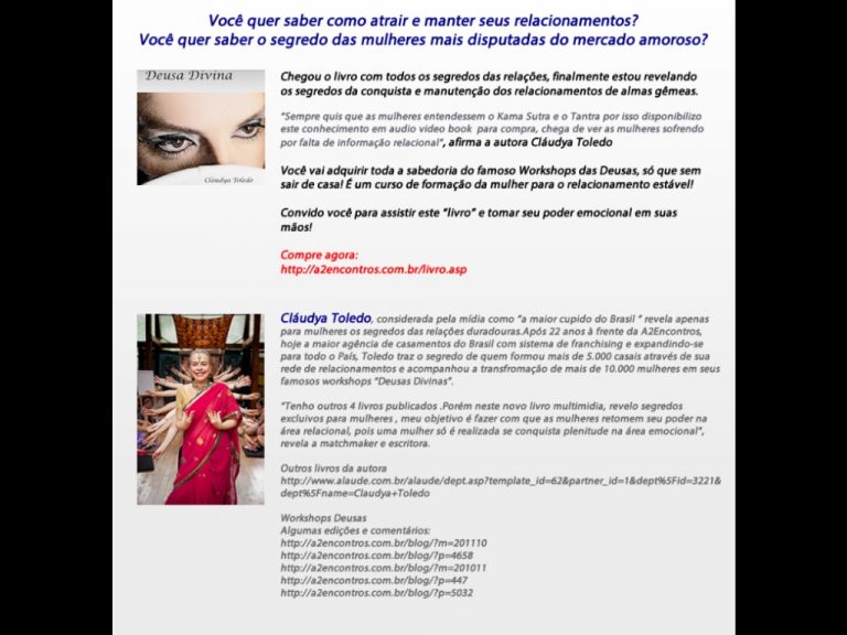 Workshop Video Livro das Deusas:captar e manter relacionamentos
